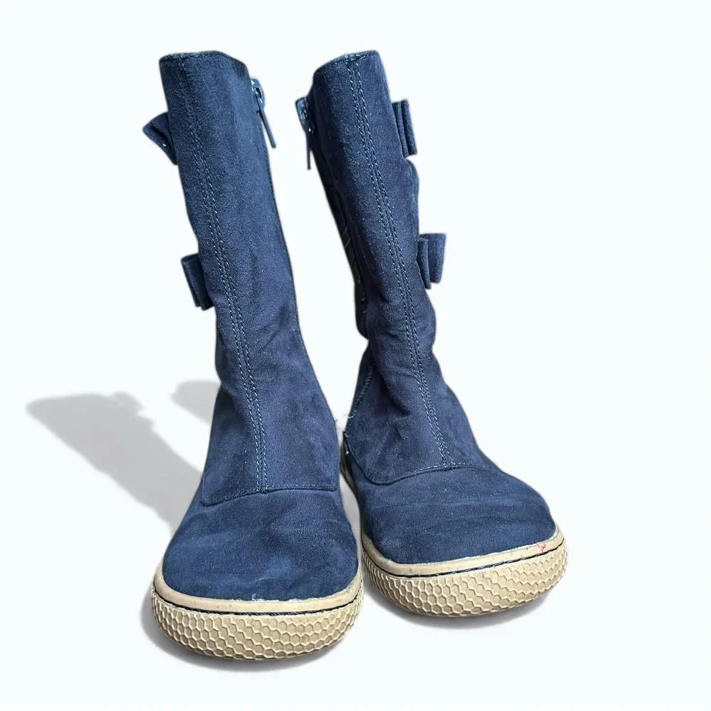 Livie & Luca Navy Neve Boots with Bows Toddler Girl Size 8